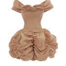 Monetre Cult Mia X Monetre floral mini dress with colorful patterned fabric and fitted silhouette, front view.