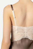 Silk chemise nightgown in mochaccino color with delicate details, designed by NK IMODE, featuring a soft and elegant fit.
