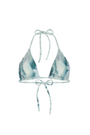 Nelblu Morpho bikini top in print sage, showing back view with adjustable straps and vibrant, patterned fabric.