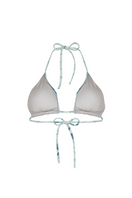 Nelblu Morpho bikini top in print sage with adjustable straps, front view showcasing vibrant pattern and supportive design.