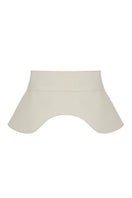 Ivory leather belt from Mountain Wings by MAZ Manuela Álvarez, featuring detailed stitching and a stylish buckle.
