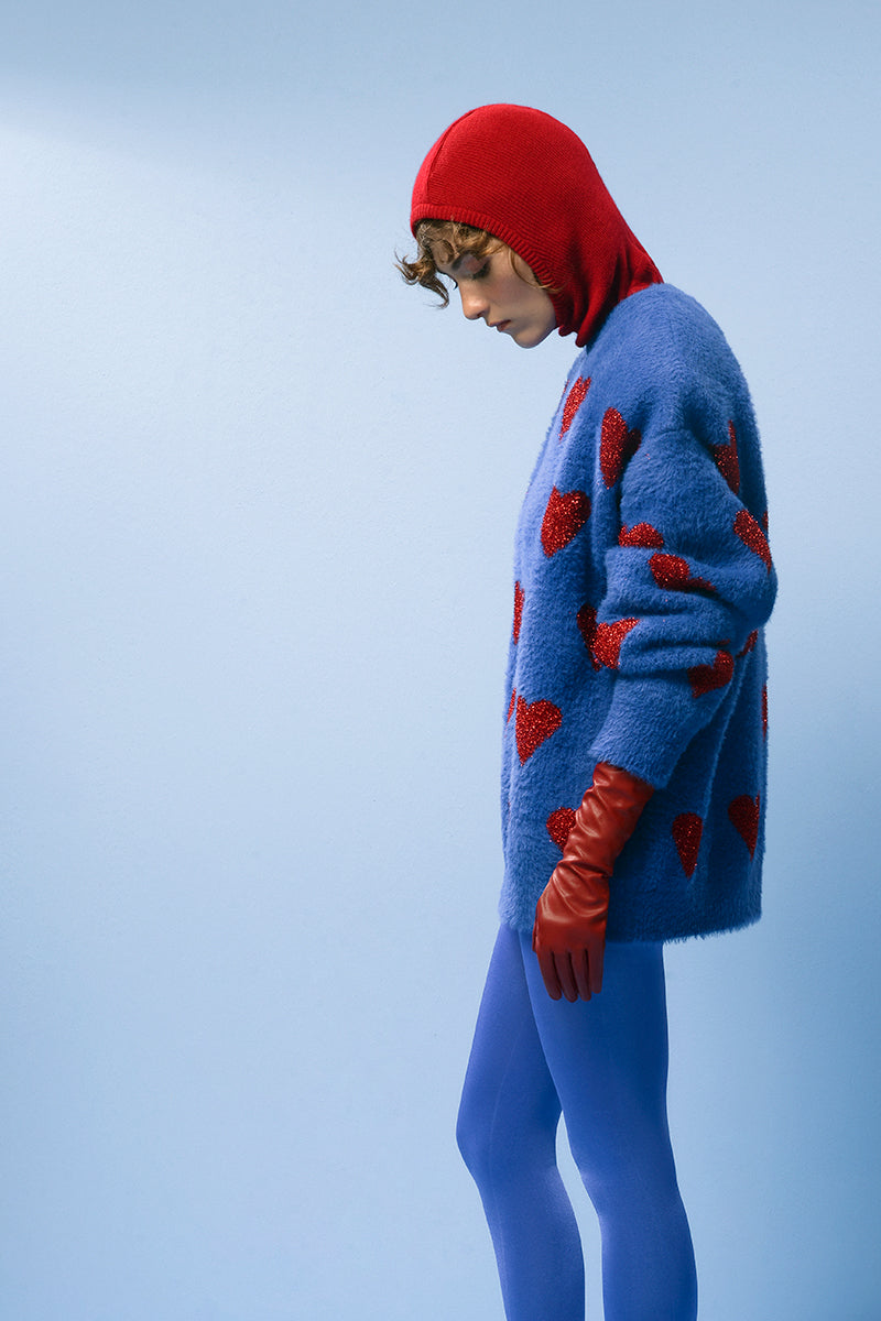BLUE HEARTS WOOL SWEATER - CULT MIA