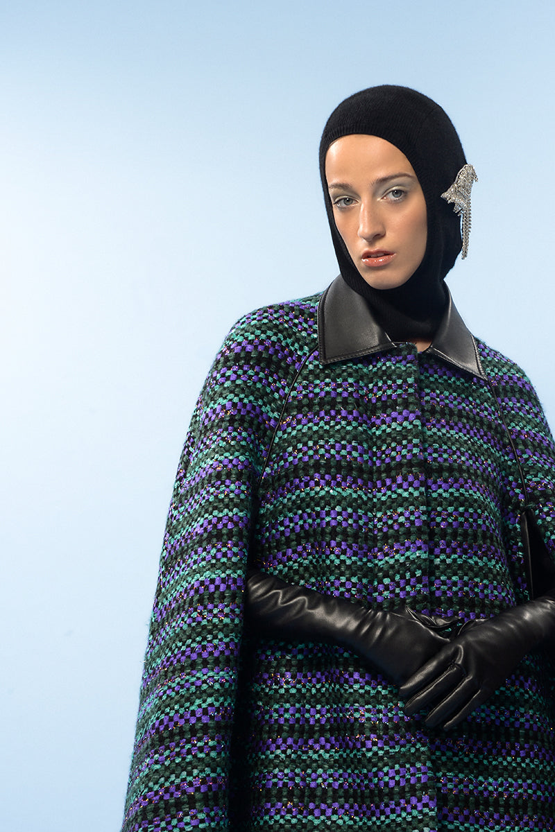 COOL BLUE WOOL CAPE COAT - CULT MIA