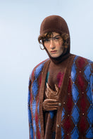 Lalo brown and blue checked wool cardigan with button closure, cozy and stylish for casual wear.