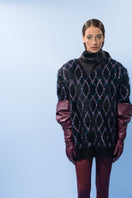 Lalo geometric navy wool sweater with a modern pattern, featuring a cozy fit and stylish design, perfect for casual wear.
