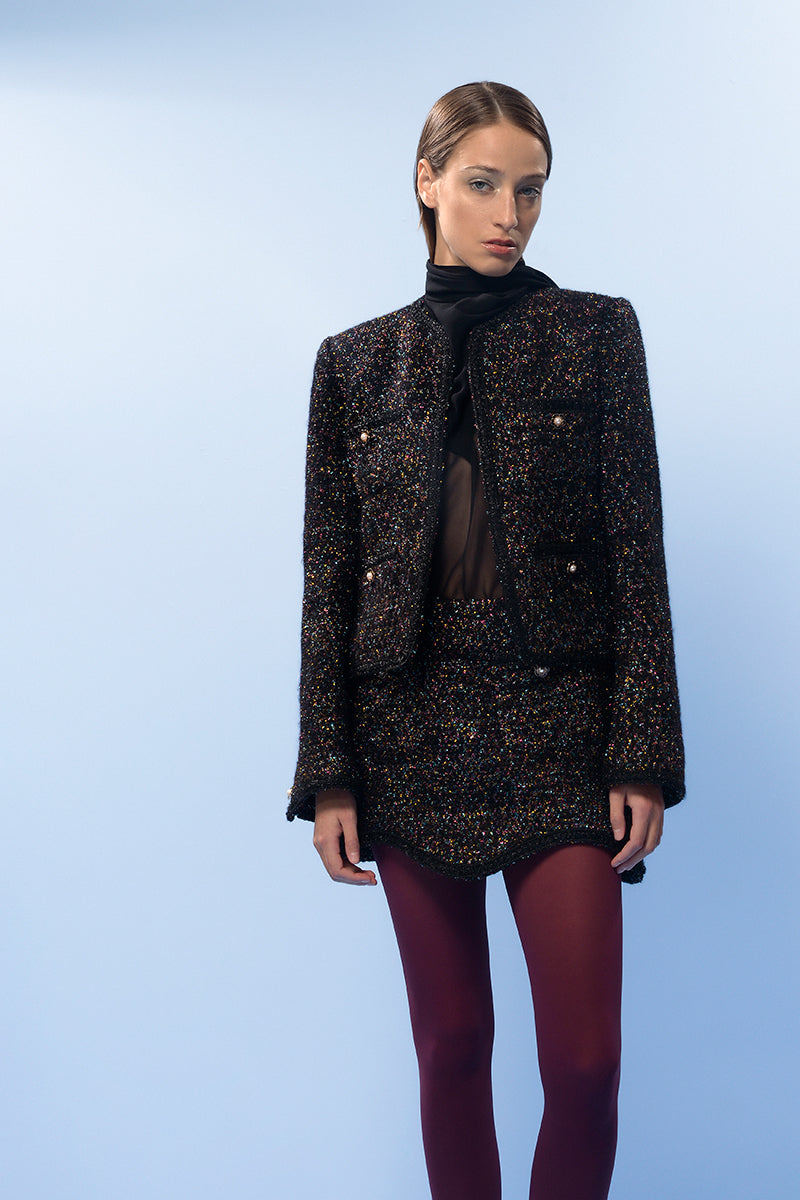 BROWN CHECKERED WOOL JACKET - CULT MIA