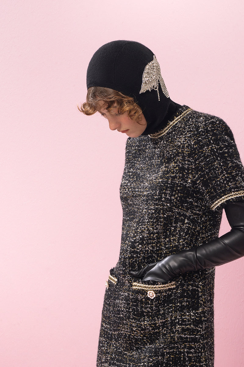 GOLD AND BLACK WOOL DRESS - CULT MIA