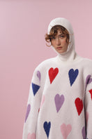 Lalo white hearts wool sweater featuring a cozy knit design and a classic crew neckline, perfect for casual wear.