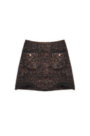 Lalo brown checked wool mini skirt with a fitted waistband and classic checkered pattern, stylish and perfect for casual wear.