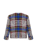 Lalo beige and blue checked wool jacket with a classic collar and button closure, styled for casual wear