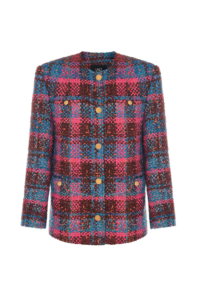 PINK AND BROWN WOOL JACKET - CULT MIA