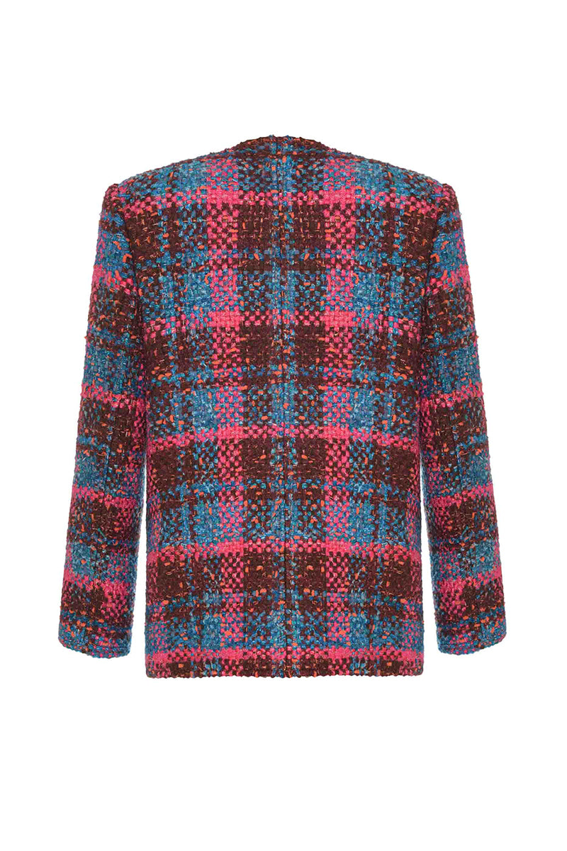PINK AND BROWN WOOL JACKET - CULT MIA