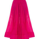 Lalo fuchsia silk maxi skirt draped elegantly, showcasing flowing fabric and vibrant color ideal for stylish summer outfits.