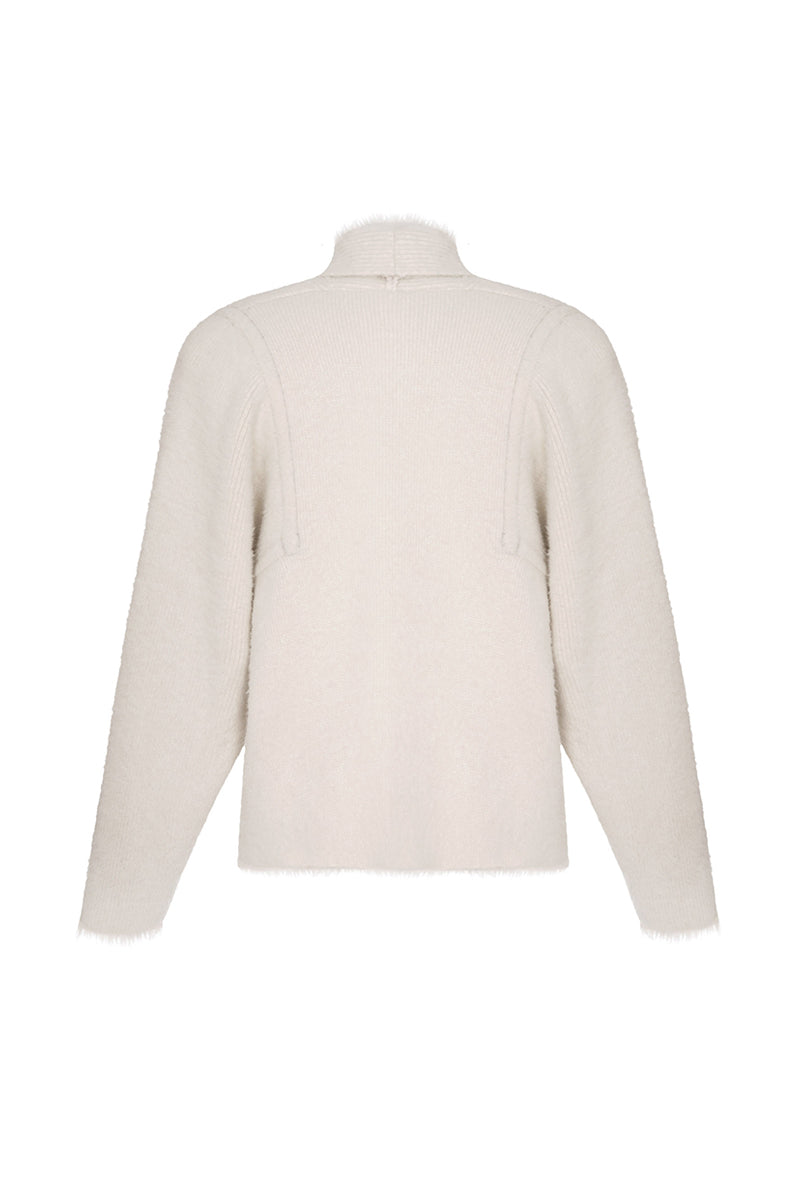 WHITE AND GOLD WOOL CARDIGAN - CULT MIA