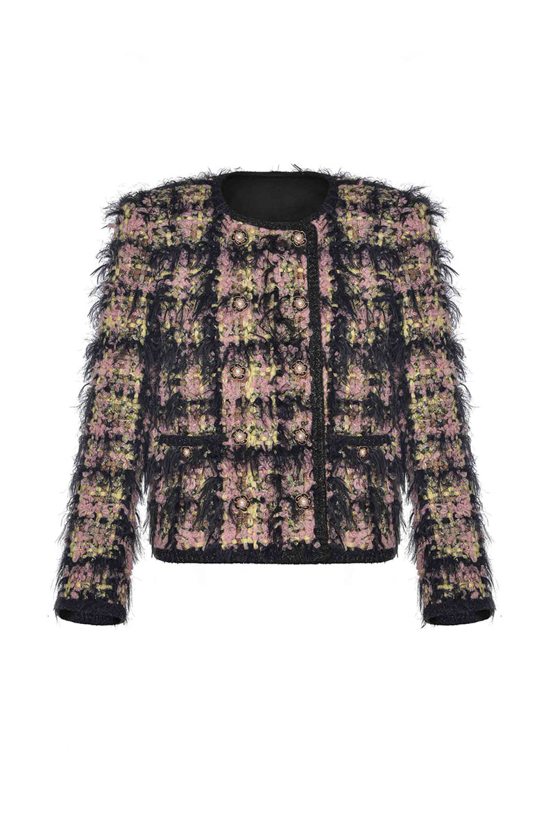 TEXTURED BLACK WOOL JACKET - CULT MIA