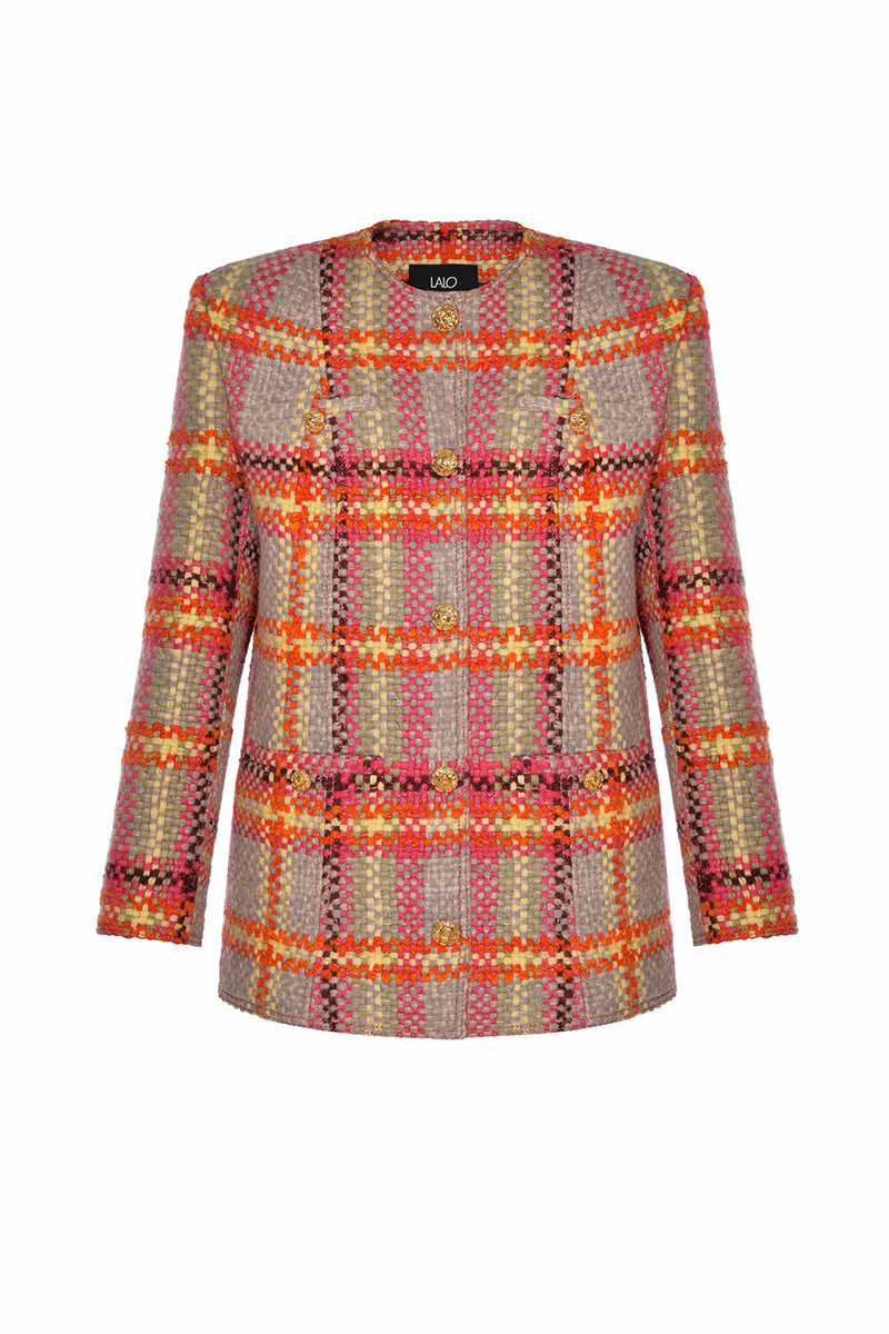 Lalo Mandarin Muse wool jacket featuring a tailored fit, button closure, and stylish design in soft wool fabric.