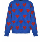 Lalo blue hearts wool cardigan with a cozy knit design, featuring a button-front and long sleeves.