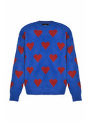 Lalo blue hearts wool cardigan with a cozy knit design, featuring a button-front and long sleeves.