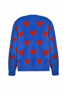 Lalo blue hearts wool sweater cardigan featuring a cozy knit design and button closure, perfect for casual wear.
