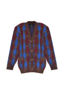 Lalo brown and blue checked wool cardigan with button closure, cozy and stylish for casual wear.
