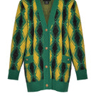 Lalo green and yellow checked wool cardigan with button-front, cozy and stylish for casual wear.