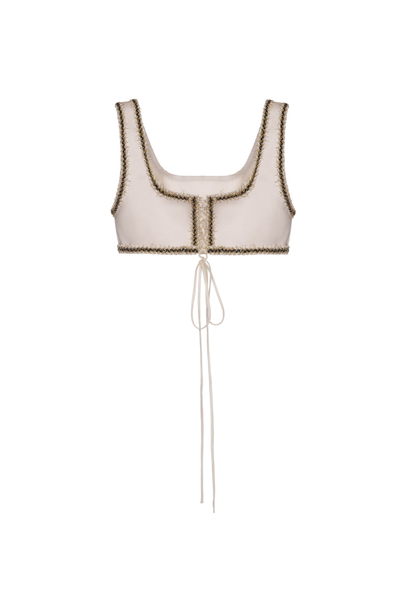 CREAM SILK CROP TOP - CULT MIA