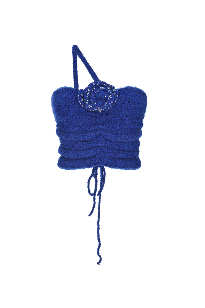 COBALT WOOL CROP TOP - CULT MIA