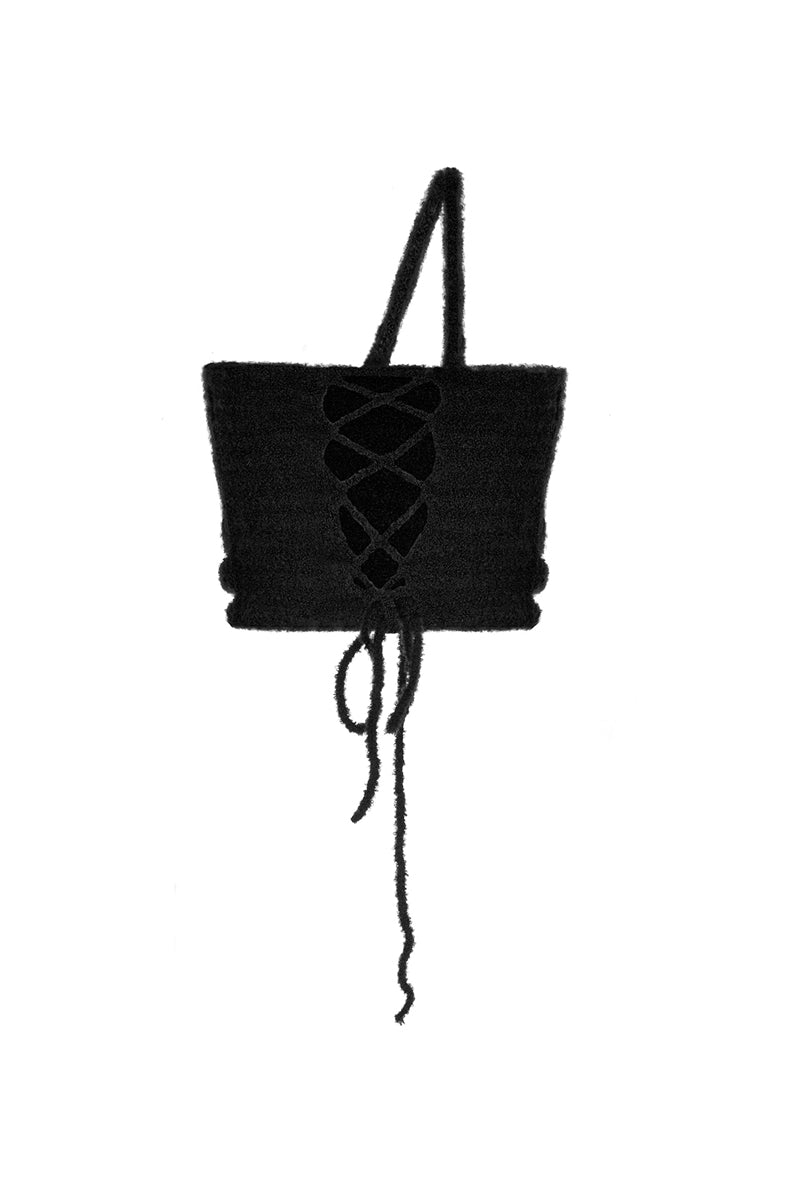 BLACK WOOL CROP TOP - CULT MIA