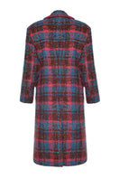Pink and blue checked wool coat by Lalo, featuring a tailored fit and classic plaid pattern, perfect for cold weather.