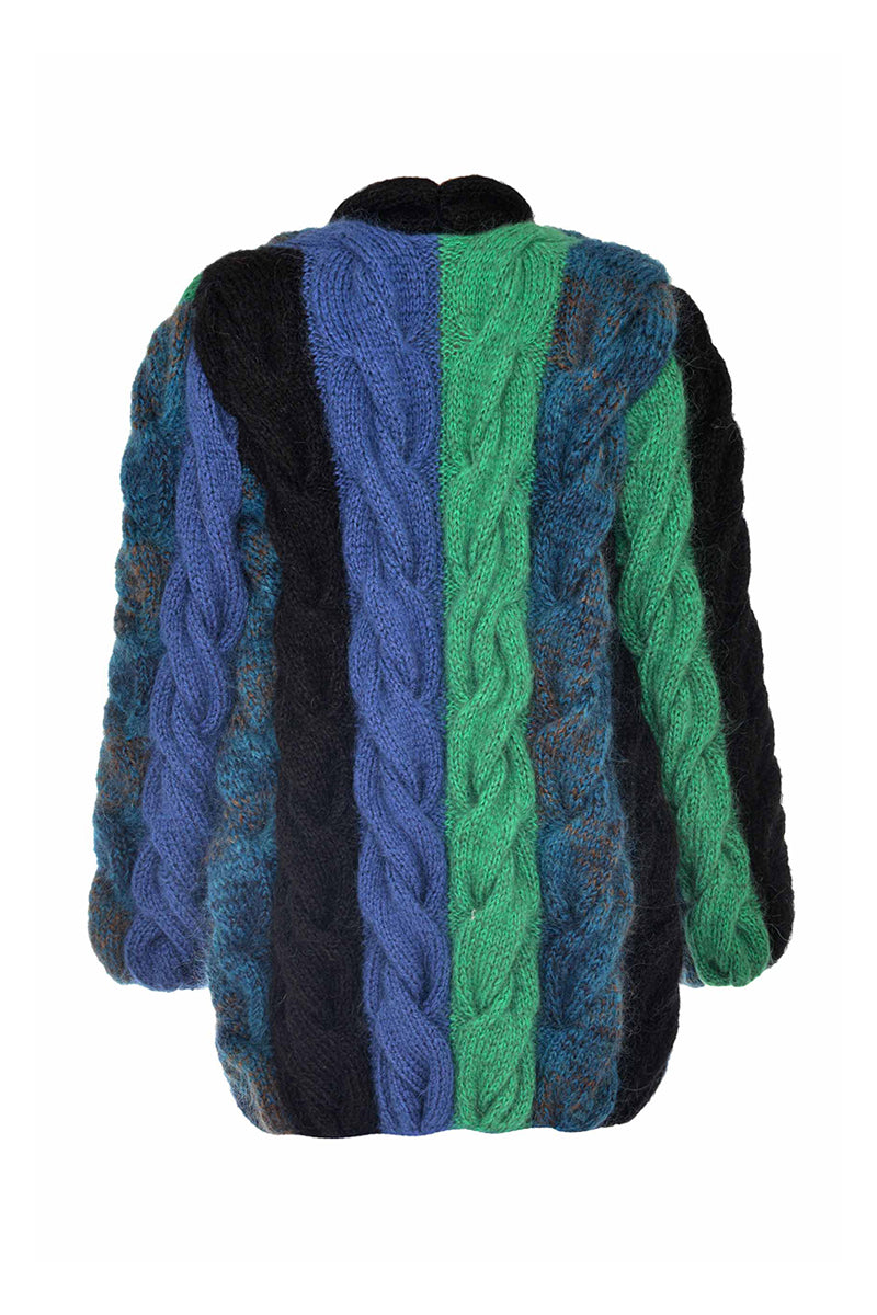 GREEN AND BLUE MOHAIR CARDIGAN - CULT MIA