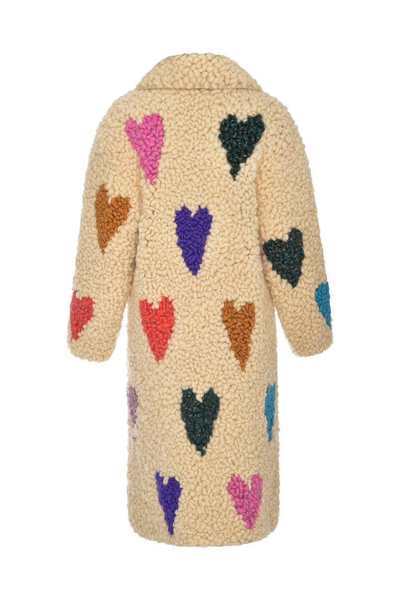 CREAM HEARTS WOOL COAT - CULT MIA