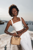 Mara Brazil MURIA top handle bag in white, stylish leather handbag with sturdy handles and sleek design.