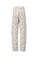 Pair of floral jeans by Chictopia featuring colorful floral embroidery and slim fit design displayed on a model.