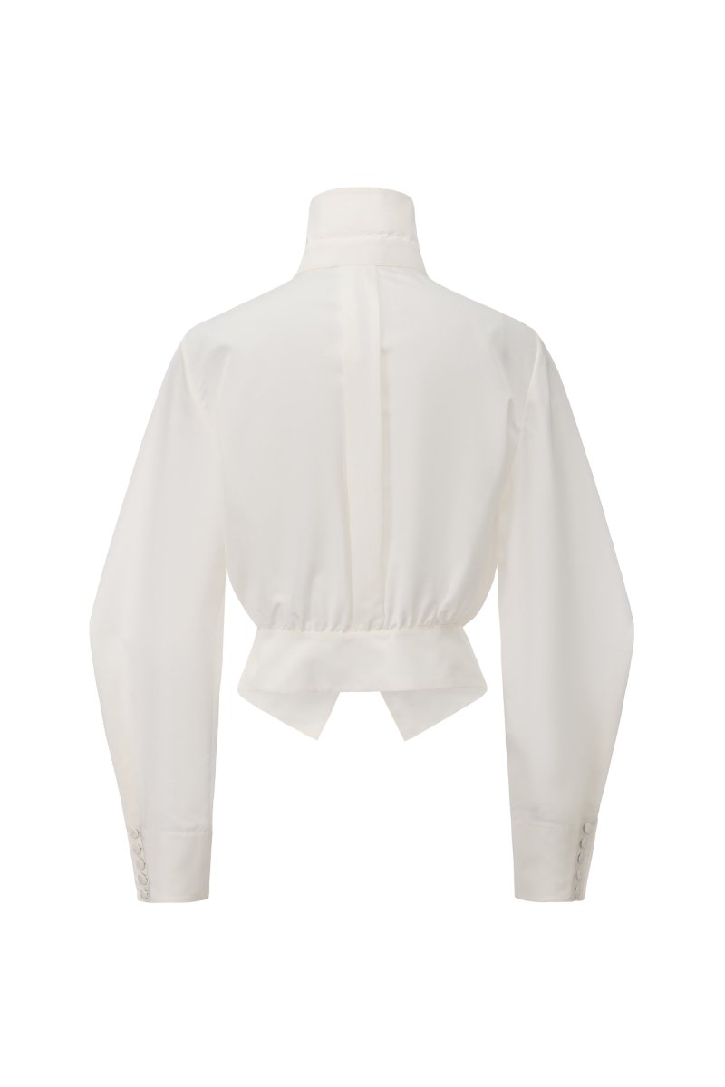 Chictopia sculpted waist shirt in a fitted design, featuring a sleek silhouette and stylish tailoring, displayed on a hanger.