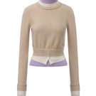 Beige layered cashmere sweater from Chictopia, featuring a cozy, stylish design with a soft texture and relaxed fit.
