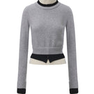 Chictopia layered grey cashmere sweater, soft knit with a stylish relaxed fit, perfect for cozy winter outfits.
