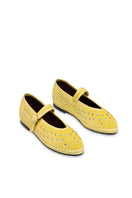Flabelus Mae Cristal yellow flats with matching yellow piping, showcasing a stylish and comfortable footwear design.