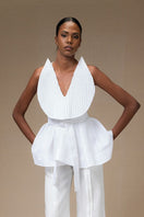 White Magnolia blouse by Ana + Maria, showcasing a stylish tops design with a relaxed fit and elegant fabric details.