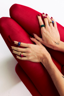Silver malachite tempo ring by Maria Frering featuring a polished green malachite gemstone and sleek band design.