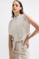 ANA + MARIA Malie Bib in sandy beige, soft tops with a stylish, comfortable design for casual wear.