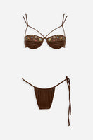 Maliluha Mambo bikini set in brown with adjustable straps and minimal design, perfect for beach or poolside wear.