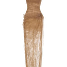 Montsand Mara brown gown featuring elegant fabric and a flowing silhouette, perfect for formal occasions.