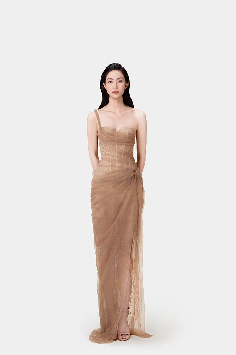 MARA DRESS IN BROWN - CULT MIA