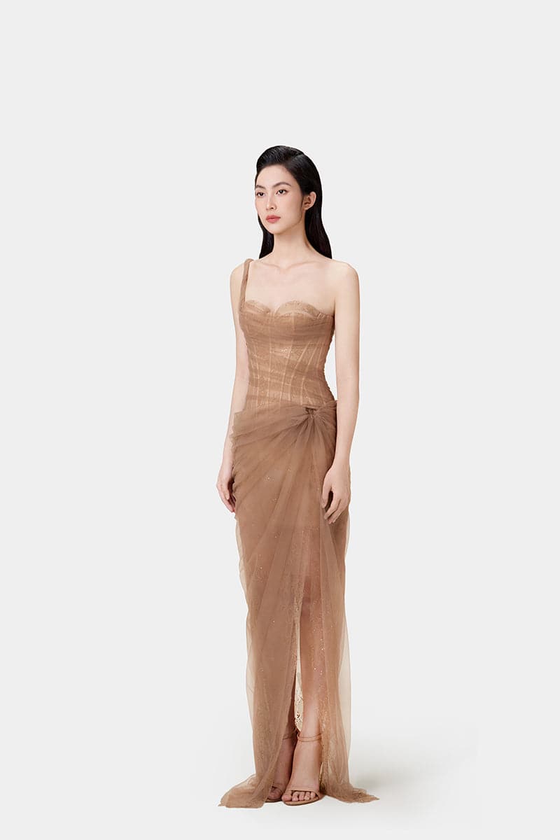 MARA DRESS IN BROWN - CULT MIA