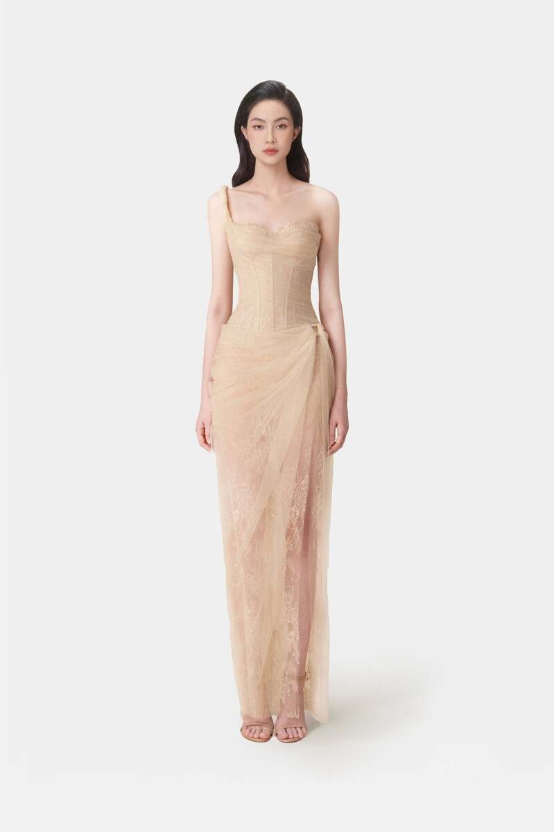 rose gold knitted dress Suki Metallic Knit Maxi Dress / Gold | MESHKI
