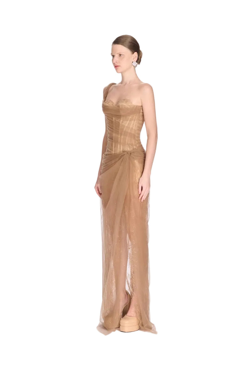 brown flowy dress Montsand MARA DRESS IN BROWN
