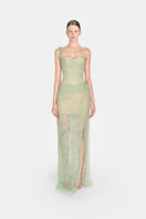 Montsand Mara mint gown showcased on a model, featuring elegant fabric and stylish design for formal occasions.