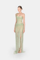 Montsand Mara mint gown featuring elegant flowy fabric and a stylish design, perfect for formal occasions.