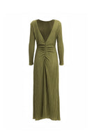 Forest green Maylé Vásquez MARENA maxi dress with flowing fabric and elegant design, perfect for stylish summer wear.