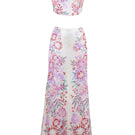 White floral Rayane Bacha MARÉA SET co-ords featuring a stylish top and matching skirt, perfect for casual or dressy occasions.